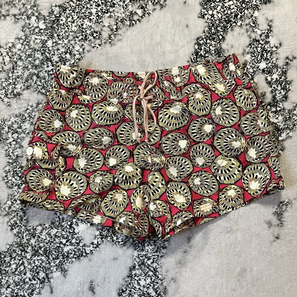 J Crew Paddle Short Womens Sz 6 Bright Pink and Yellow Abstract Print